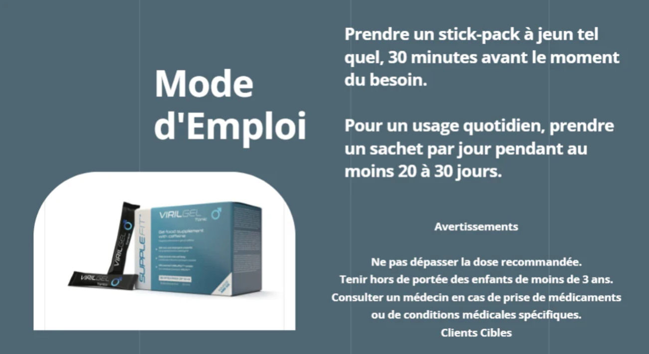 VIRILGEL -Tonique & virilité |30 stick-pack de 10 ml